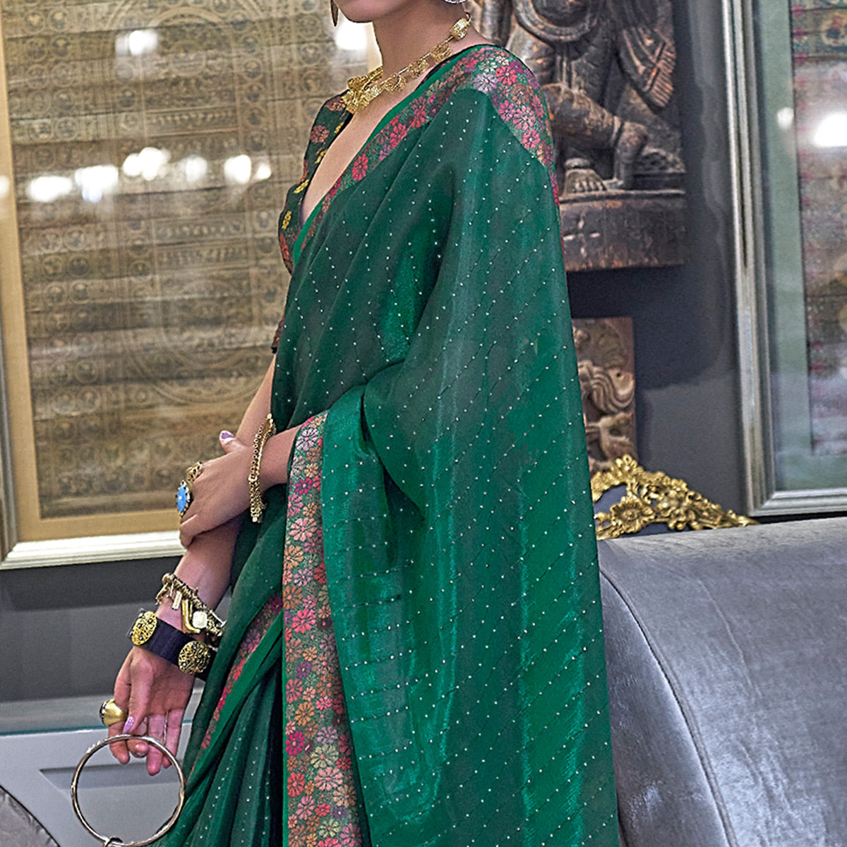 green-woven-with-sequins-work-organza-saree