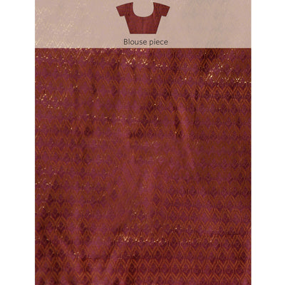 Maroon Floral Foil Printed Shimmer Saree