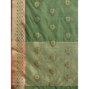 Mehendi Woven Organza Saree
