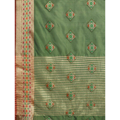Mehendi Woven Organza Saree