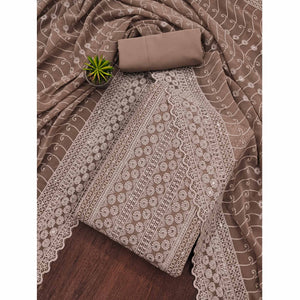 Brown Lucknowi Embroidered Georgette Suit