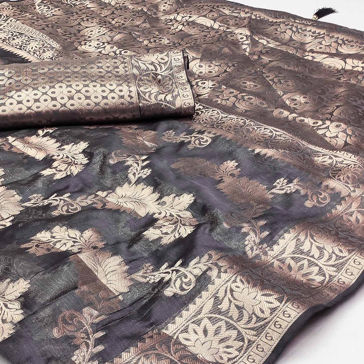 a-grey-floral-woven-art-silk-saree-with-tassels