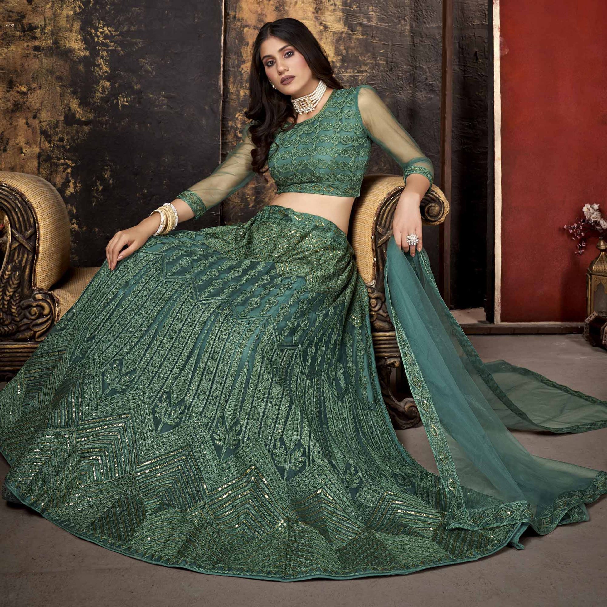 green-sequins-embroidered-net-lehenga-choli-1