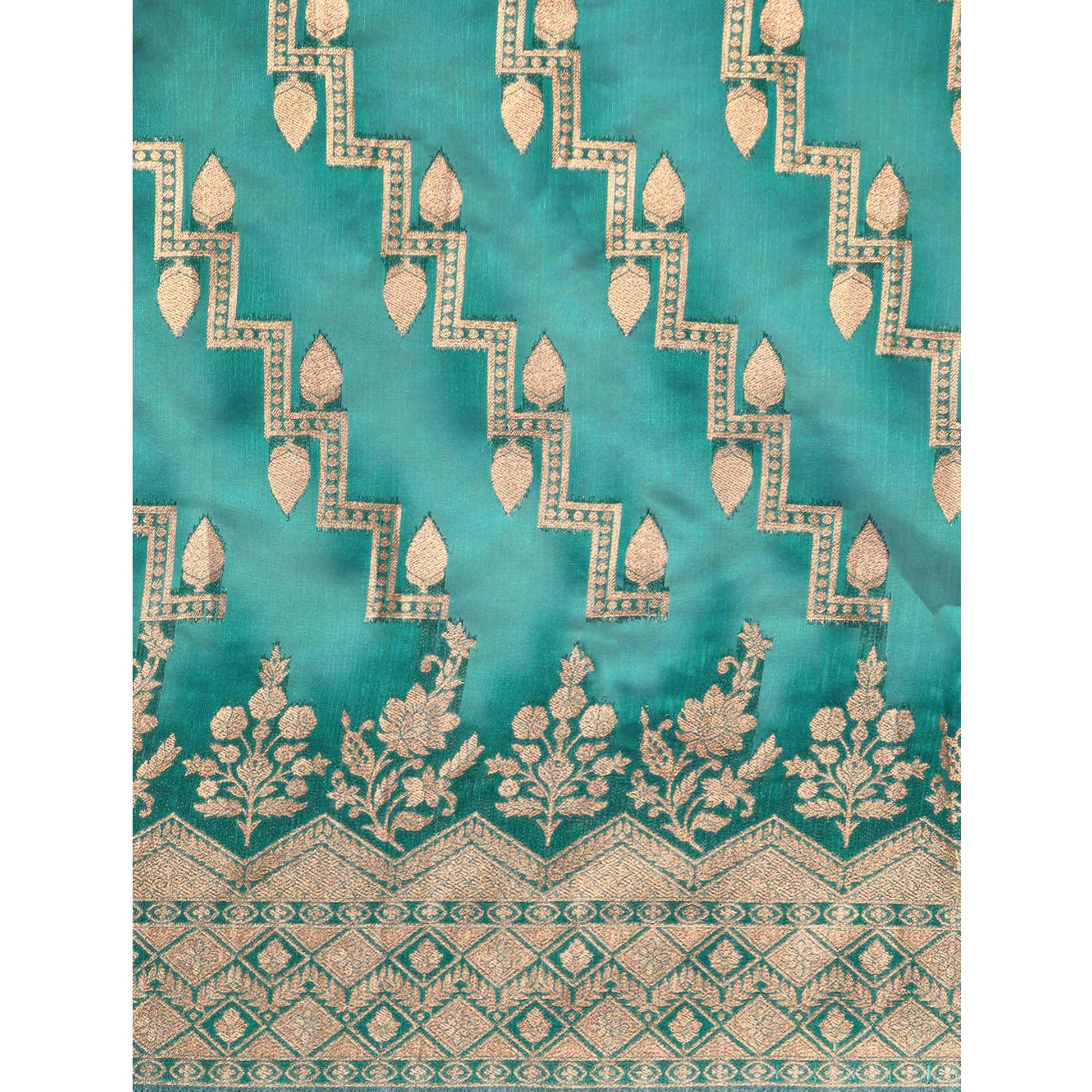 Morpich Floral Woven Organza Silk Saree With Tassels