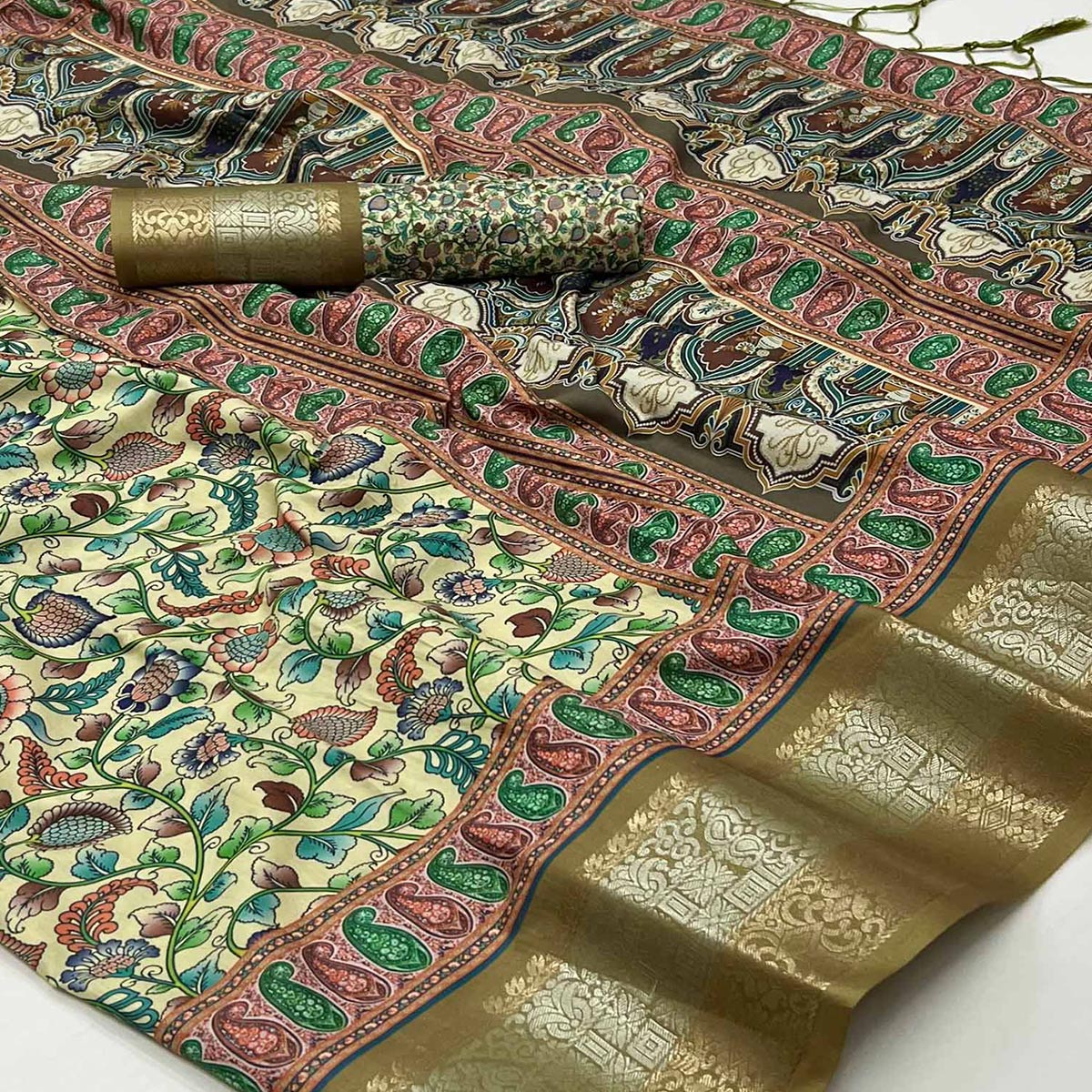 green-floral-digital-printed-pure-cotton-saree-1