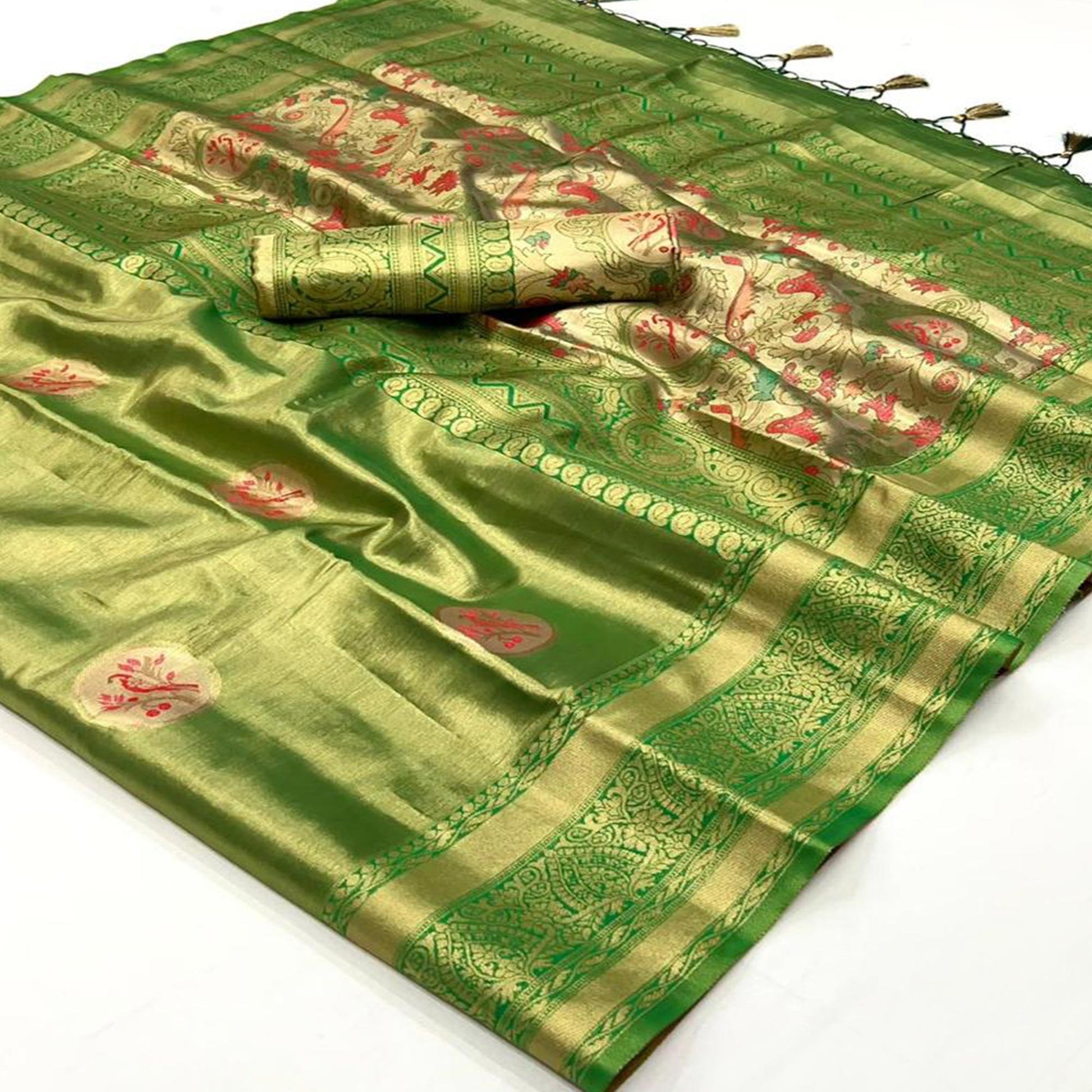 green-woven-art-silk-saree-with-tassels-12