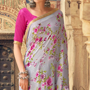 grey-floral-printed-chiffon-saree