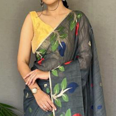 55grey-floral-woven-cotton-saree