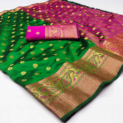 8-green-woven-jacquard-saree-with-tassels
