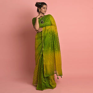 green-olive-foil-printed-poly-cotton-saree