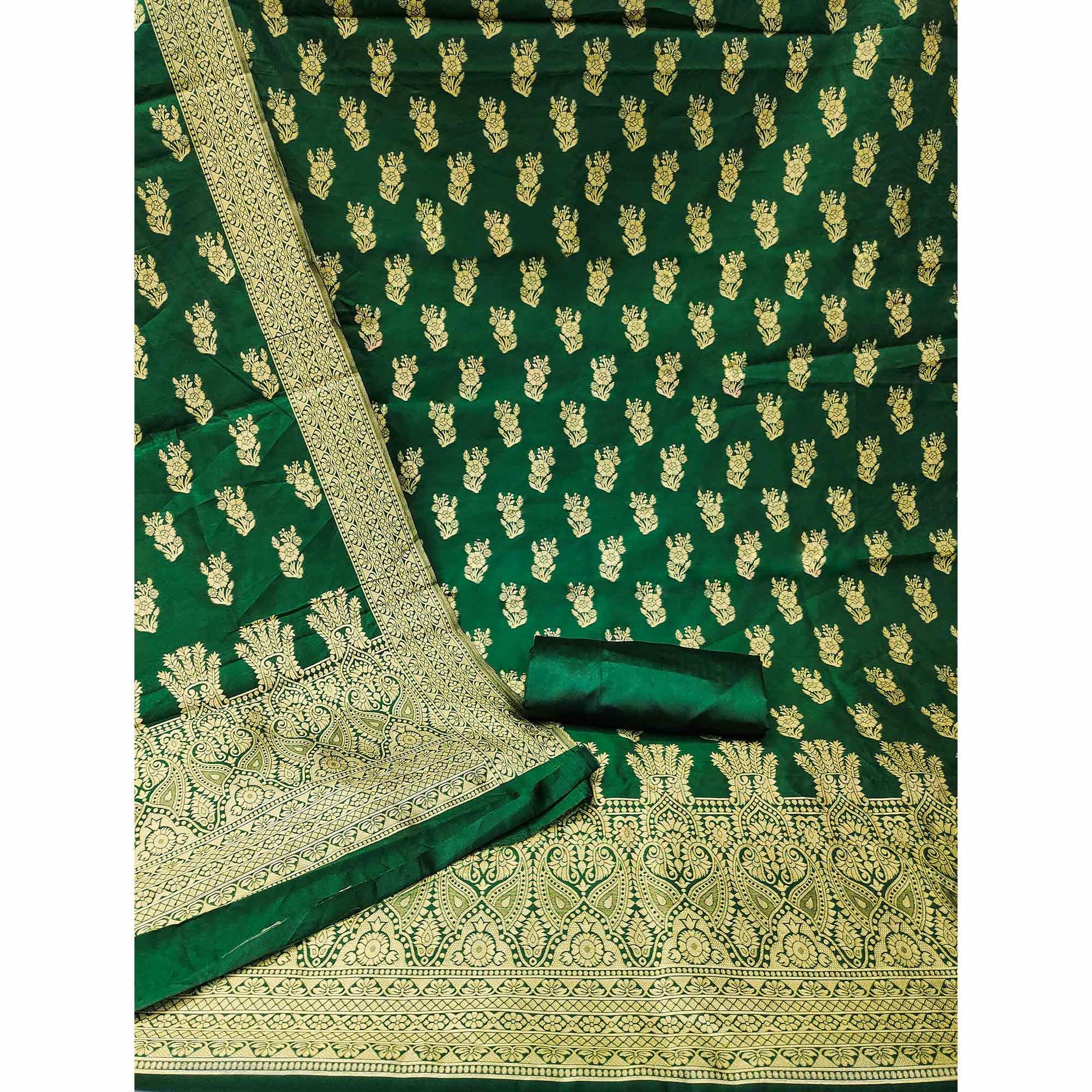 green-floral-woven-jacquard-dress-material