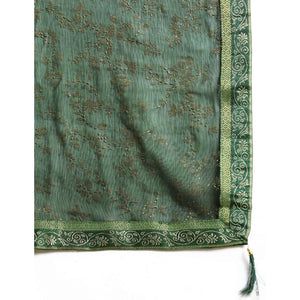 green-floral-foil-printed-shimmer-saree
