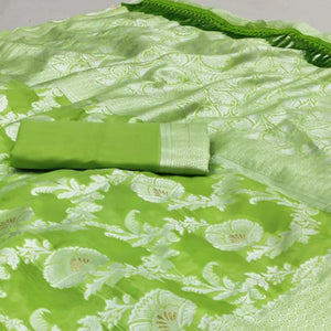 green-woven-poly-cotton-saree-with-tassels-1