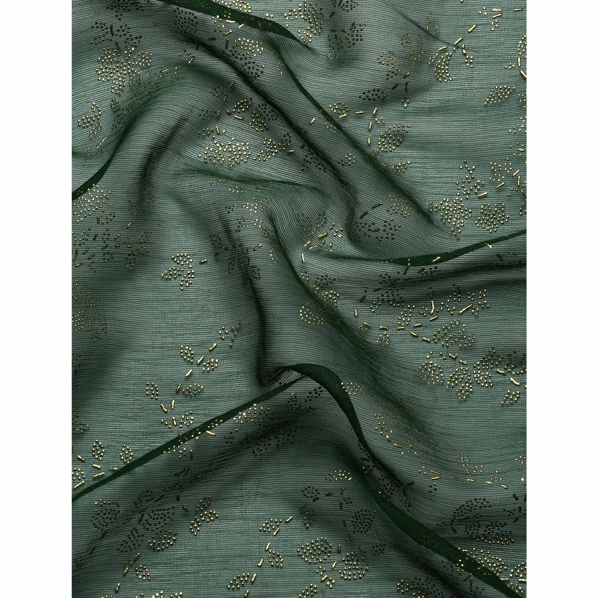 green-floral-foil-printed-shimmer-saree