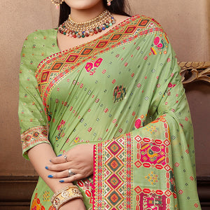 green-woven-with-gota-patti-work-pashmina-saree