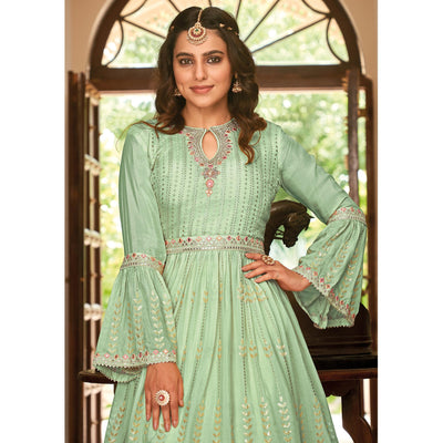 green-floral-sequins-embroidered-chiffon-semi-stitched-sharara-suit
