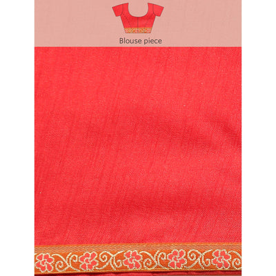 Light Orange Floral Foil Printed Zomato Saree