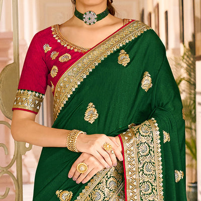 a-green-embroidered-vichitra-silk-saree-with-with-tassels
