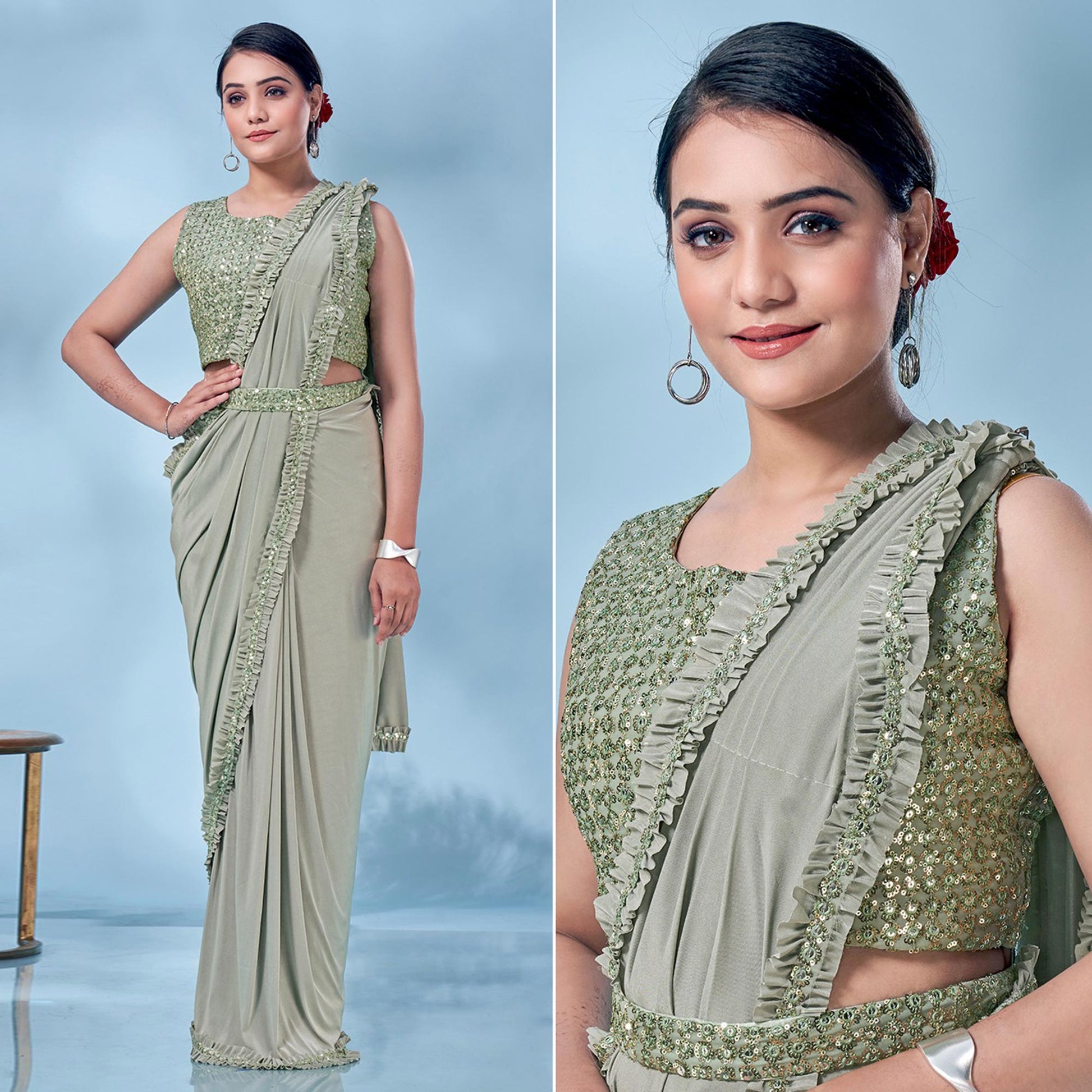 green-sequins-embroidered-ready-to-wear-lycra-saree