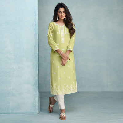 green-lucknowi-embroidered-rayon-kurti-1