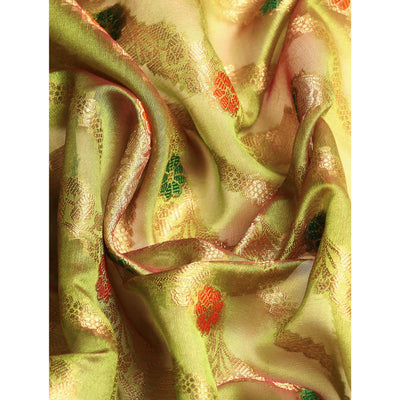 Mehendi Green Floral Woven Organza Silk Saree