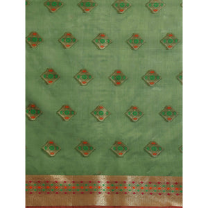 Mehendi Woven Organza Saree