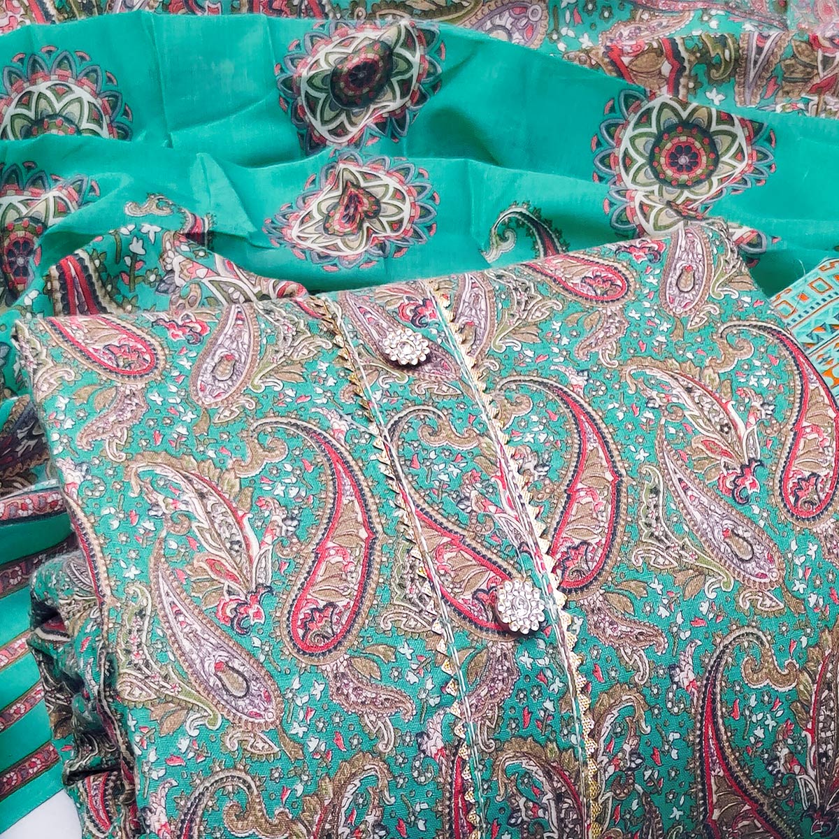 green-printed-poly-cotton-dress-material-1