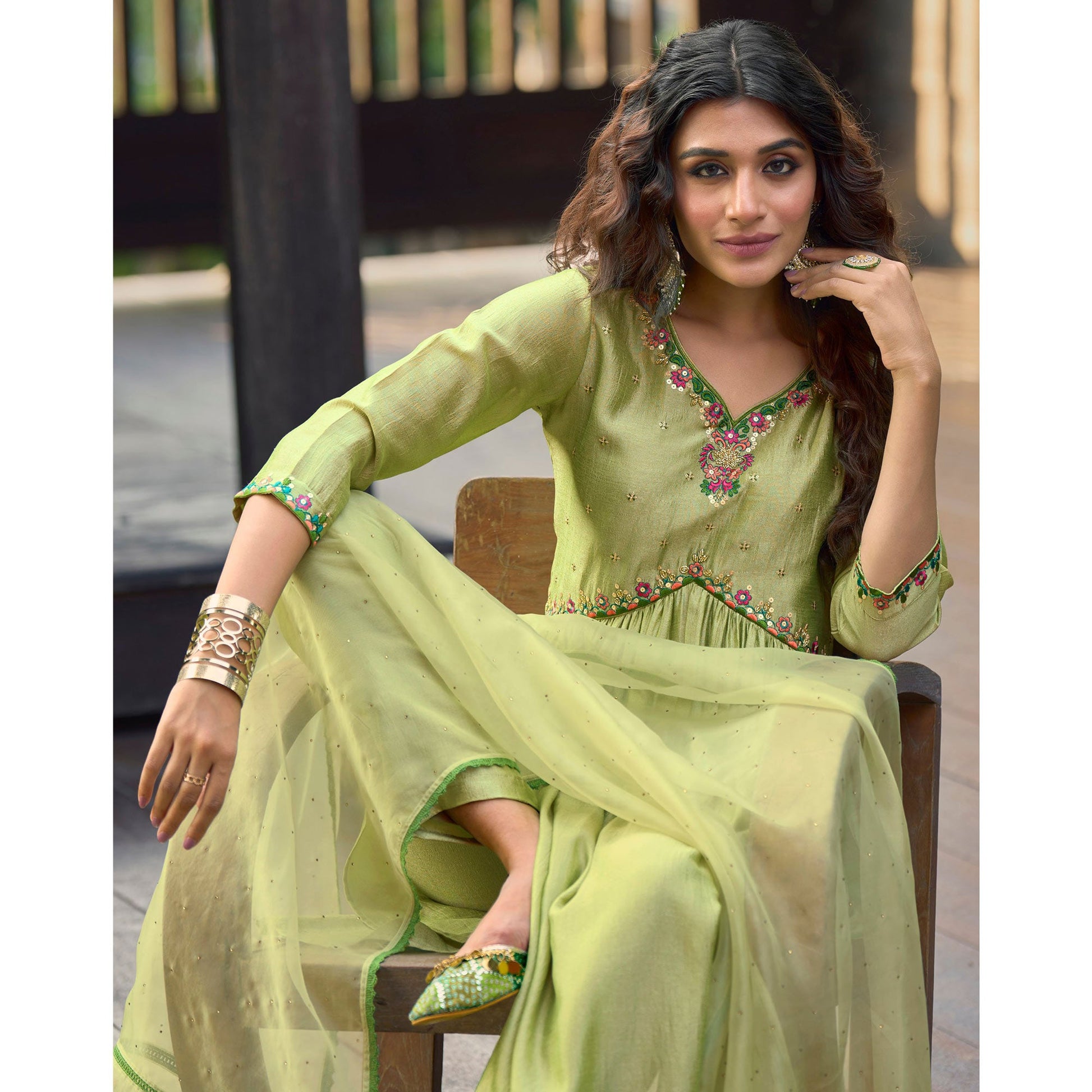 green-floral-embroidered-art-silk-naira-cut-suit