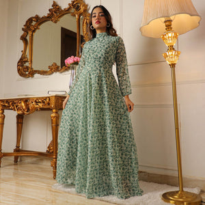 green-printed-georgette-gown