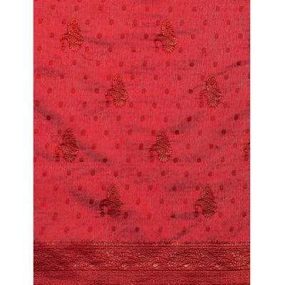 Maroon Woven Organza Saree