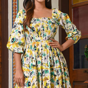 Multicolor Floral Printed Pure Cotton Dress