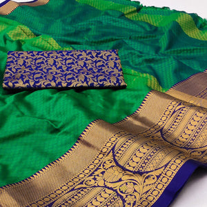 2-green-woven-cotton-silk-saree-with-tassels