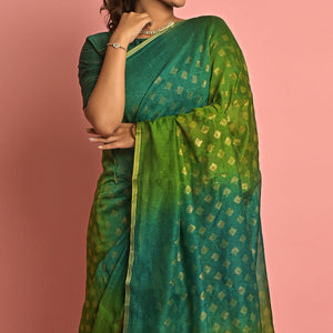 green-teal-foil-printed-poly-cotton-saree