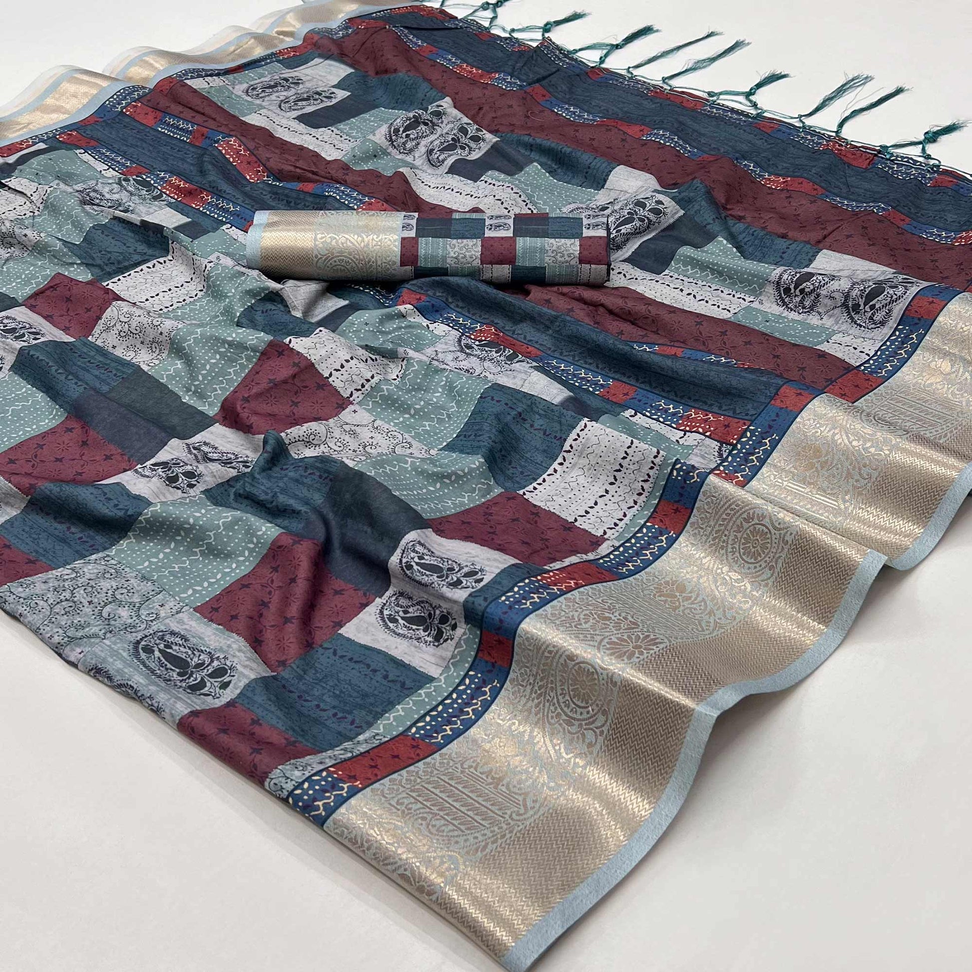 Multicolor Floral Digital Printed Pure Cotton Saree