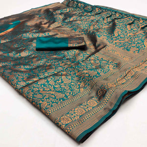 Morpich Woven Art Silk Saree With Tassels