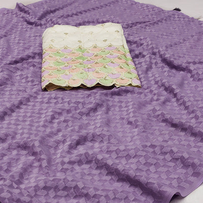 Light Purple Woven Jacquard Saree With Tassels