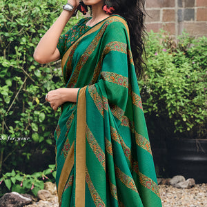 green-floral-printed-raw-silk-saree-1
