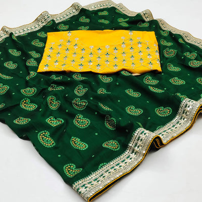 green-bandhani-printed-with-sequins-embroidered-vichitra-silk-saree