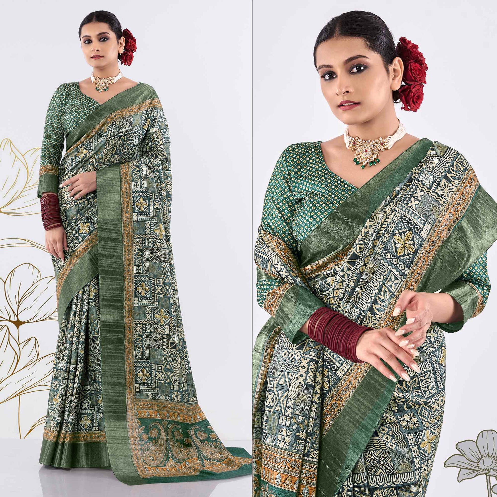 22-green-printed-art-silk-saree
