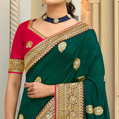 green-embroidered-vichitra-silk-saree-with-with-tassels