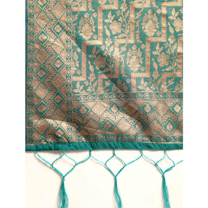 Morpich Floral Woven Organza Silk Saree With Tassels