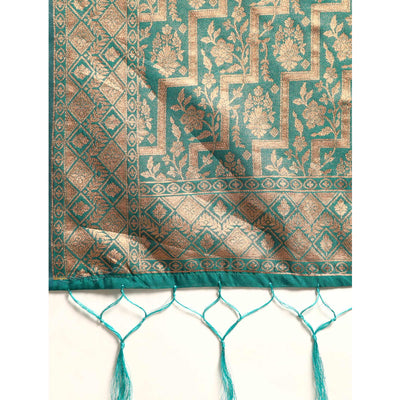 Morpich Floral Woven Organza Silk Saree With Tassels