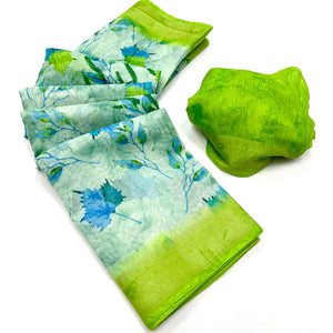20green-floral-printed-linen-saree