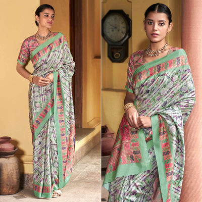 green-digital-printed-satin-saree