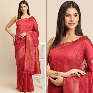 Maroon Woven Organza Saree