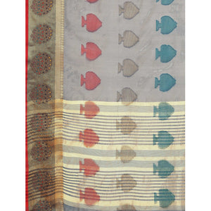 Grey Woven Organza Saree