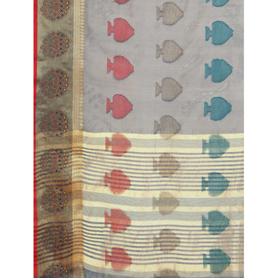 Grey Woven Organza Saree