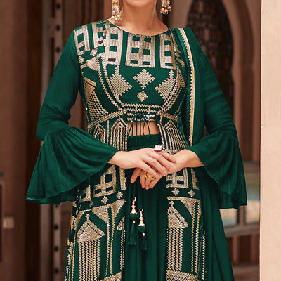 green-sequins-embroidered-georgette-sharara-choli-with-jacket