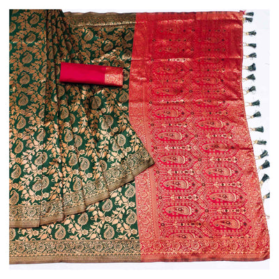 green-floral-woven-jacquard-saree