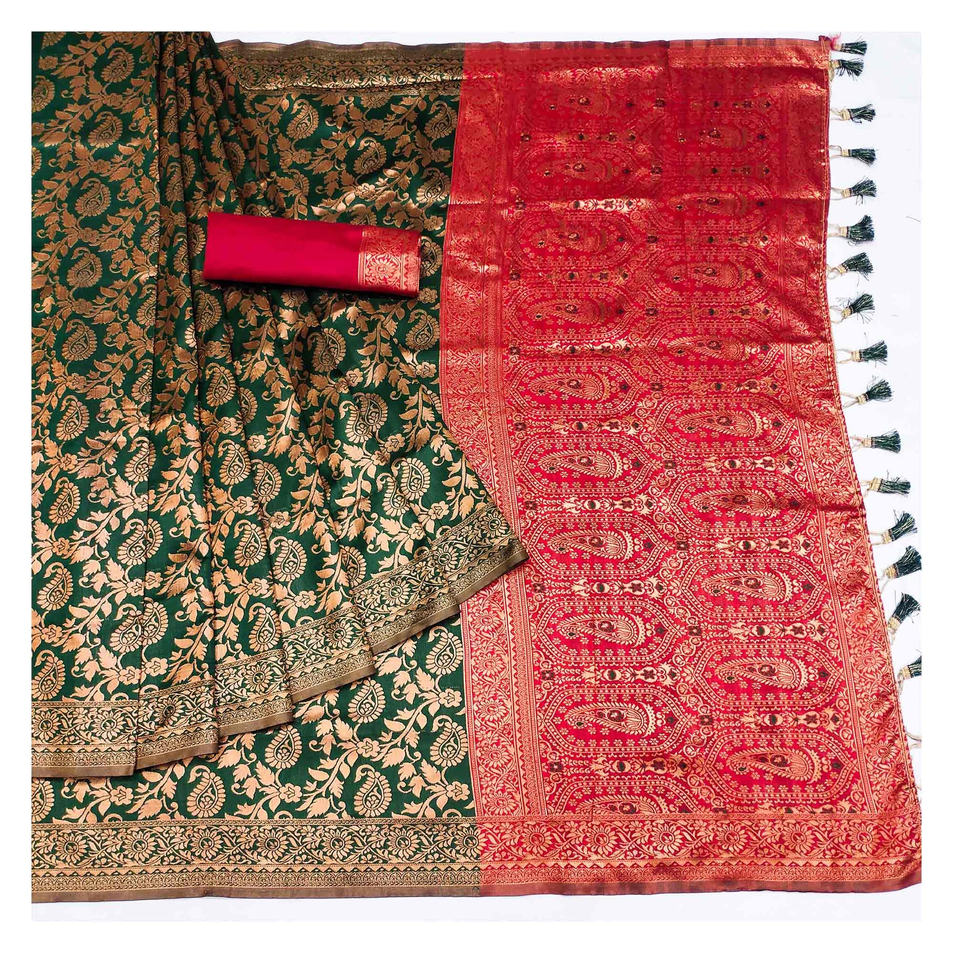 green-floral-woven-jacquard-saree